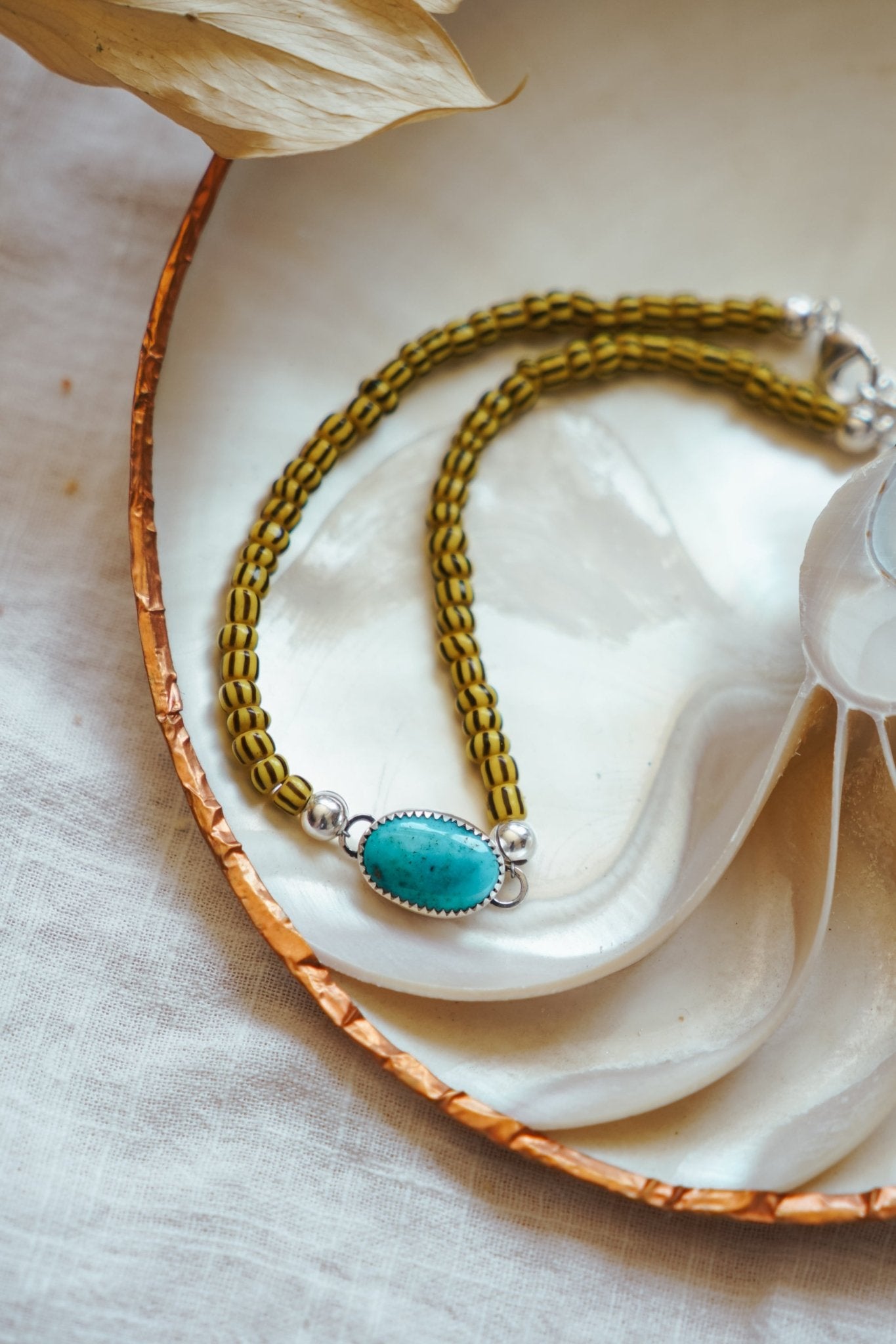 Anklet in Sonoran Gem Turquoise - Golden Road Crafted