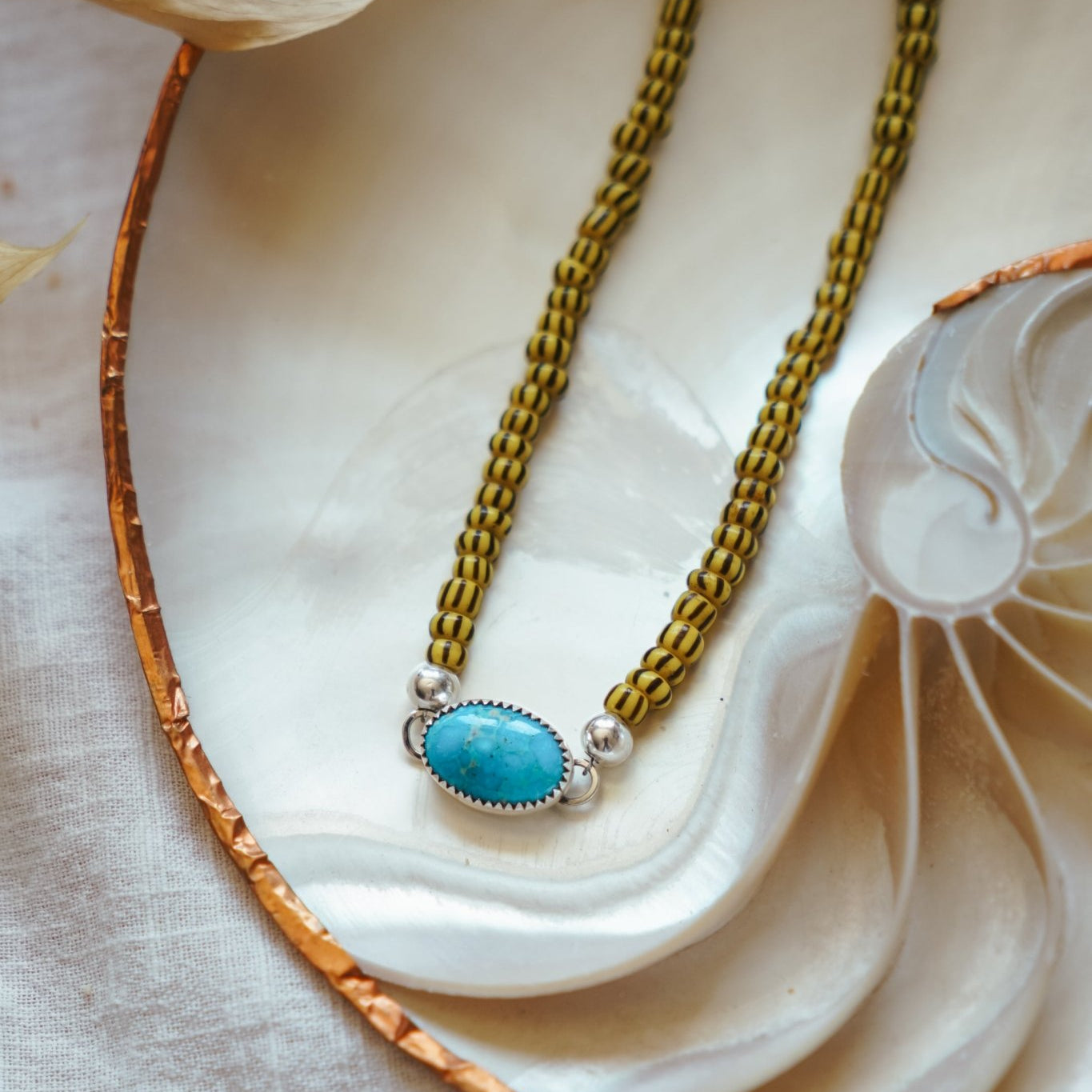 Anklet in Whitewater Turquoise - Golden Road Crafted