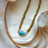 Anklet in Whitewater Turquoise - Golden Road Crafted