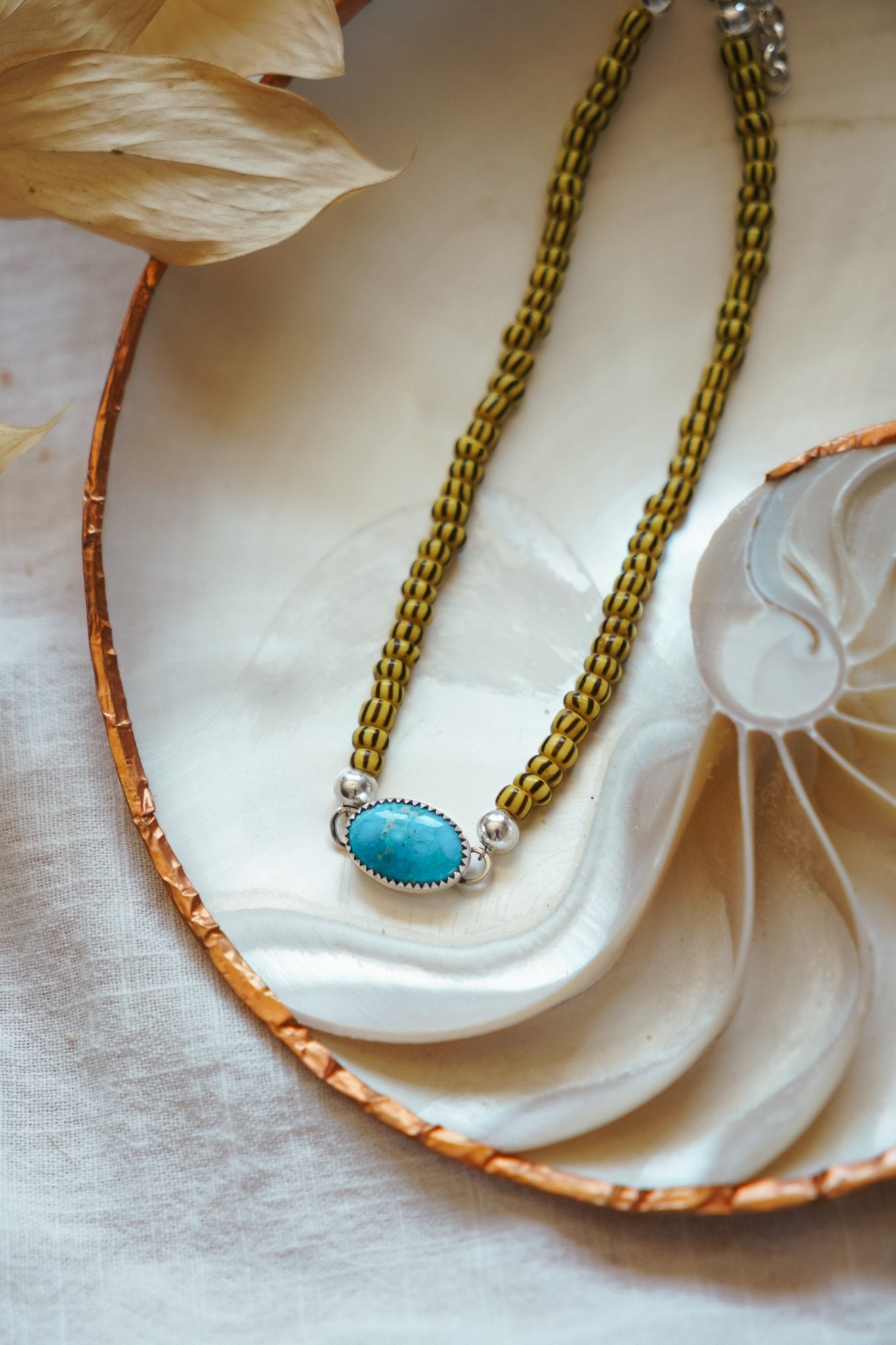 Anklet in Whitewater Turquoise - Golden Road Crafted