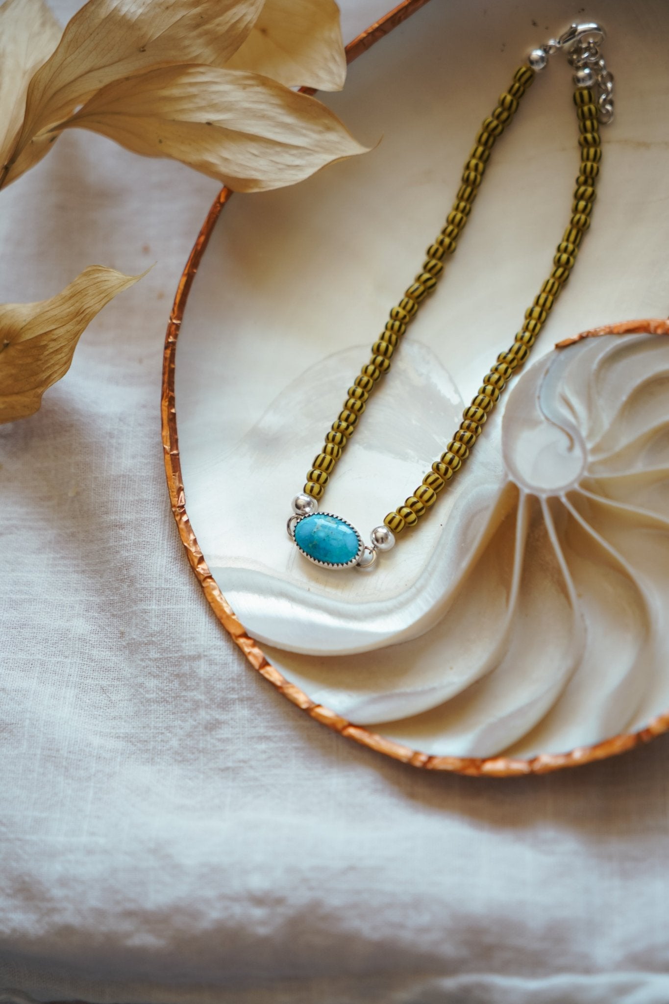 Anklet in Whitewater Turquoise - Golden Road Crafted