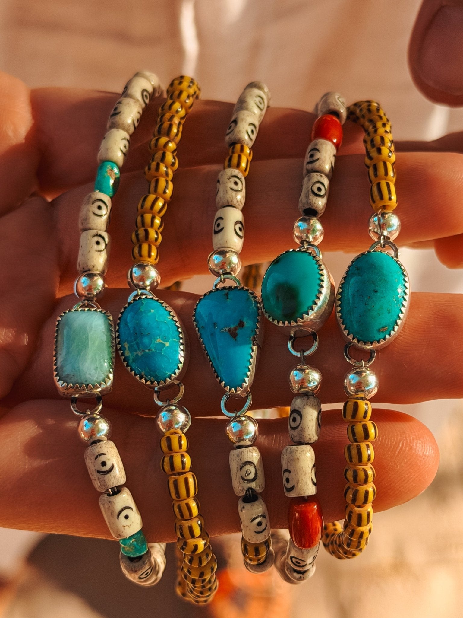 Anklet in Whitewater Turquoise - Golden Road Crafted