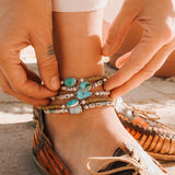 Anklet in Whitewater Turquoise - Golden Road Crafted