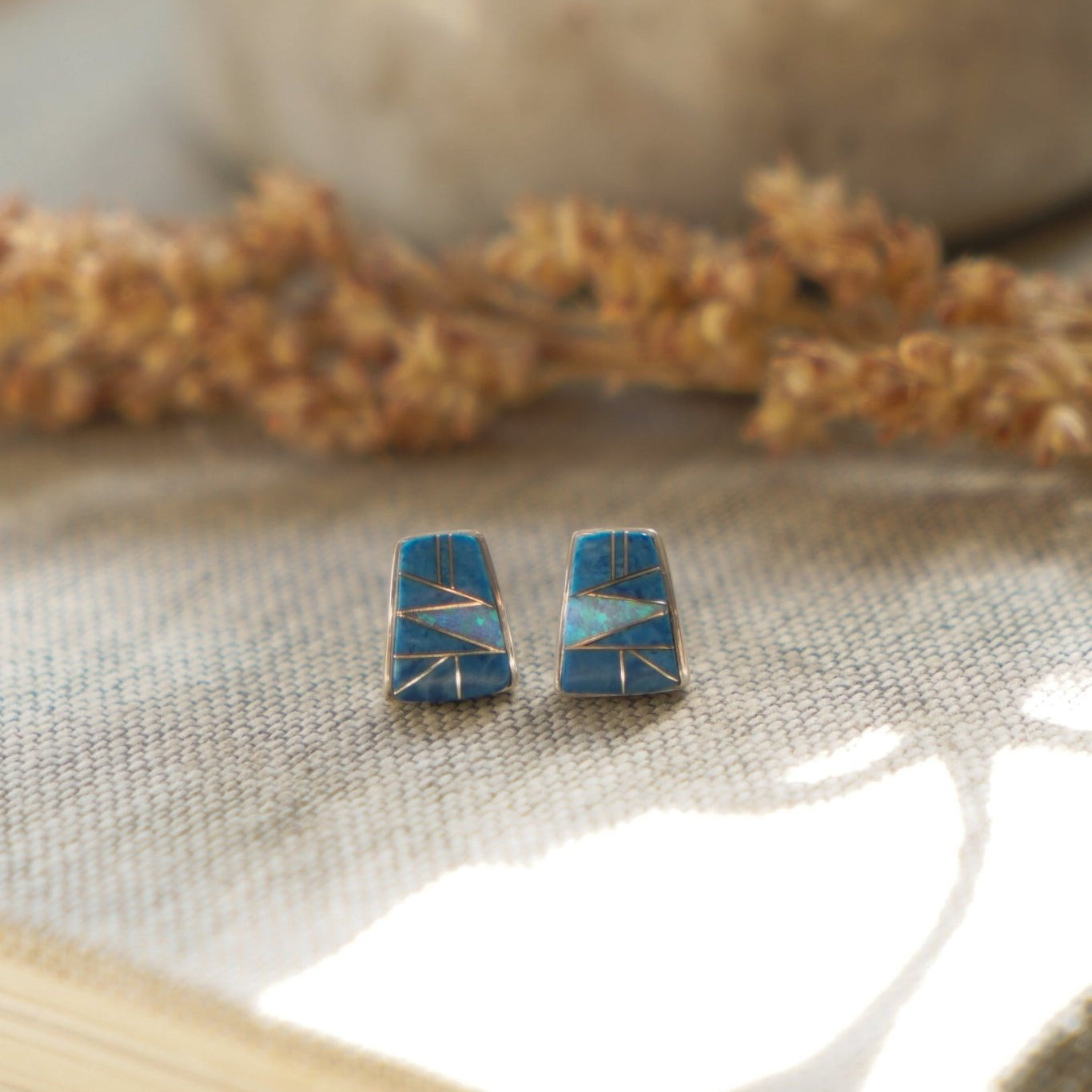 Arches Opal Inlay Studs - Golden Road Crafted