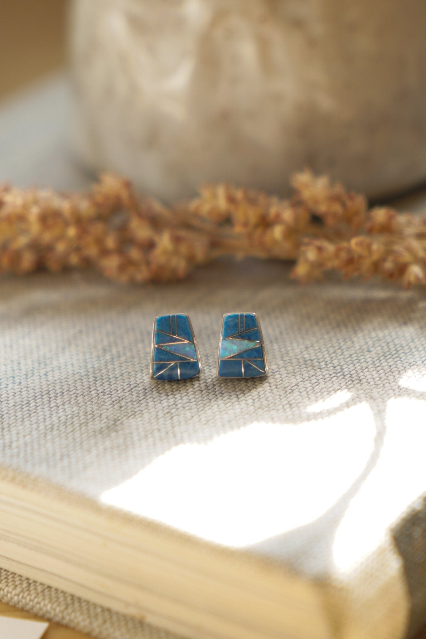 Arches Opal Inlay Studs - Golden Road Crafted