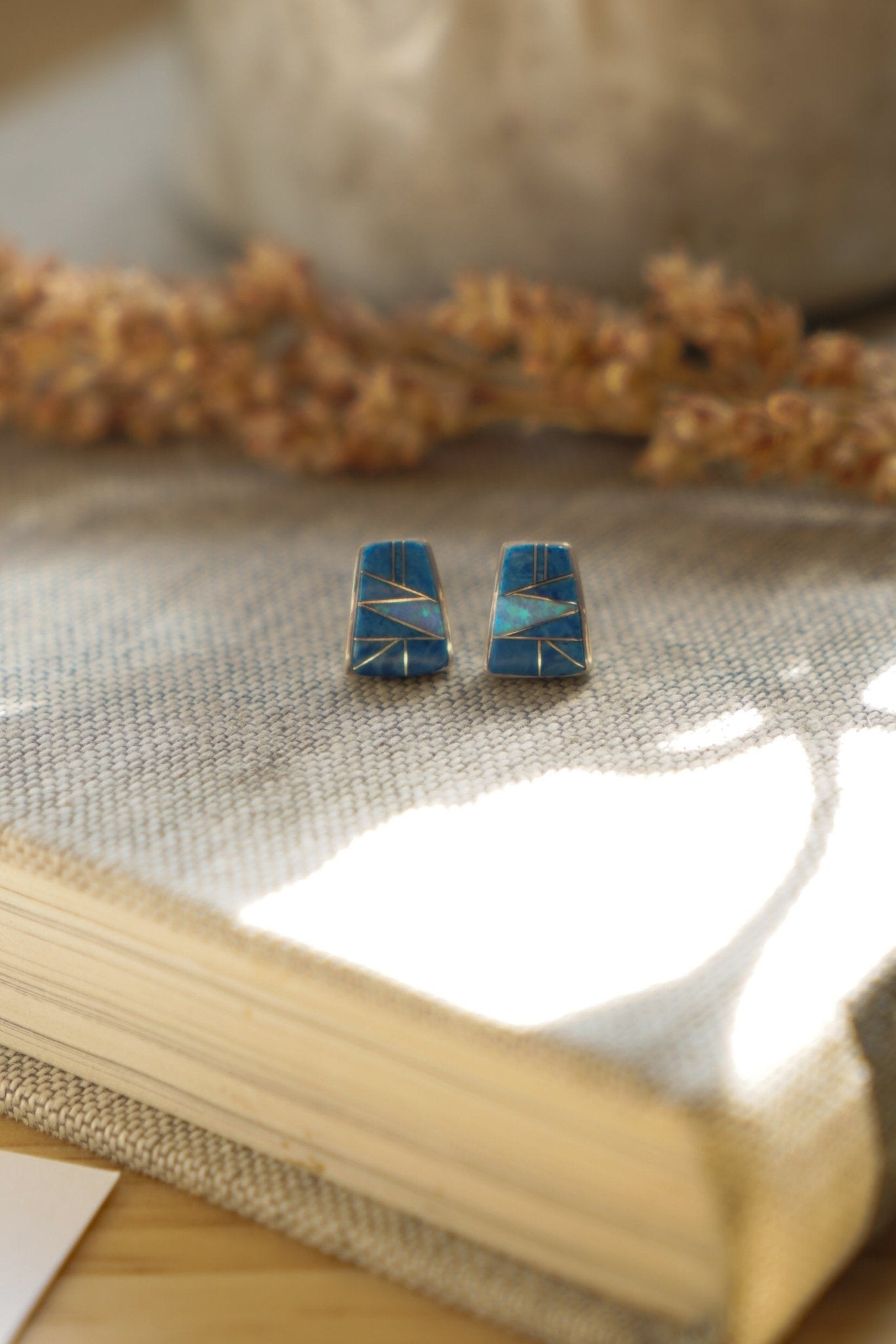Arches Opal Inlay Studs - Golden Road Crafted