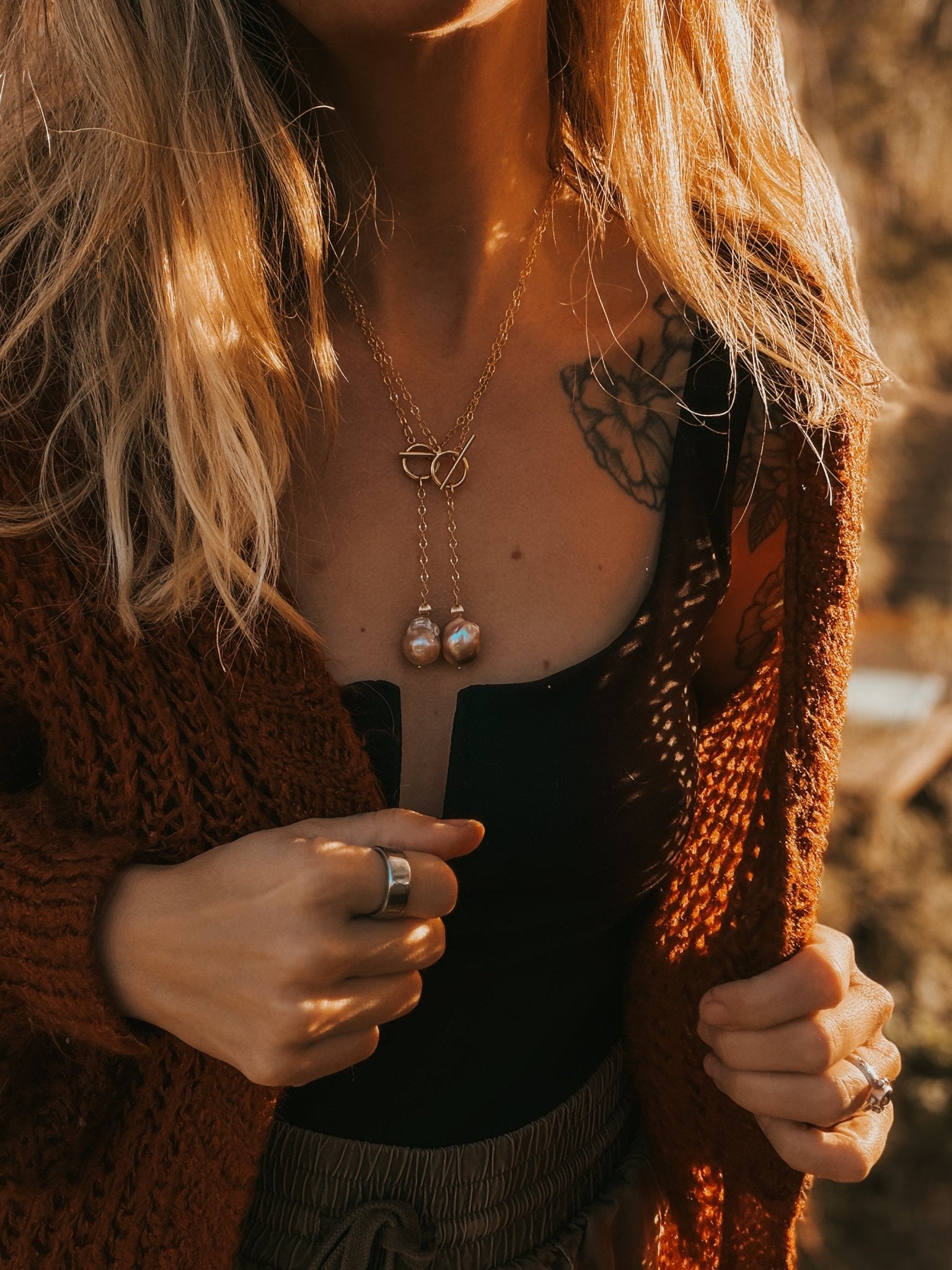 Baroque Pearl Toggle Necklace in 14k Gold - Fill - Golden Road Crafted