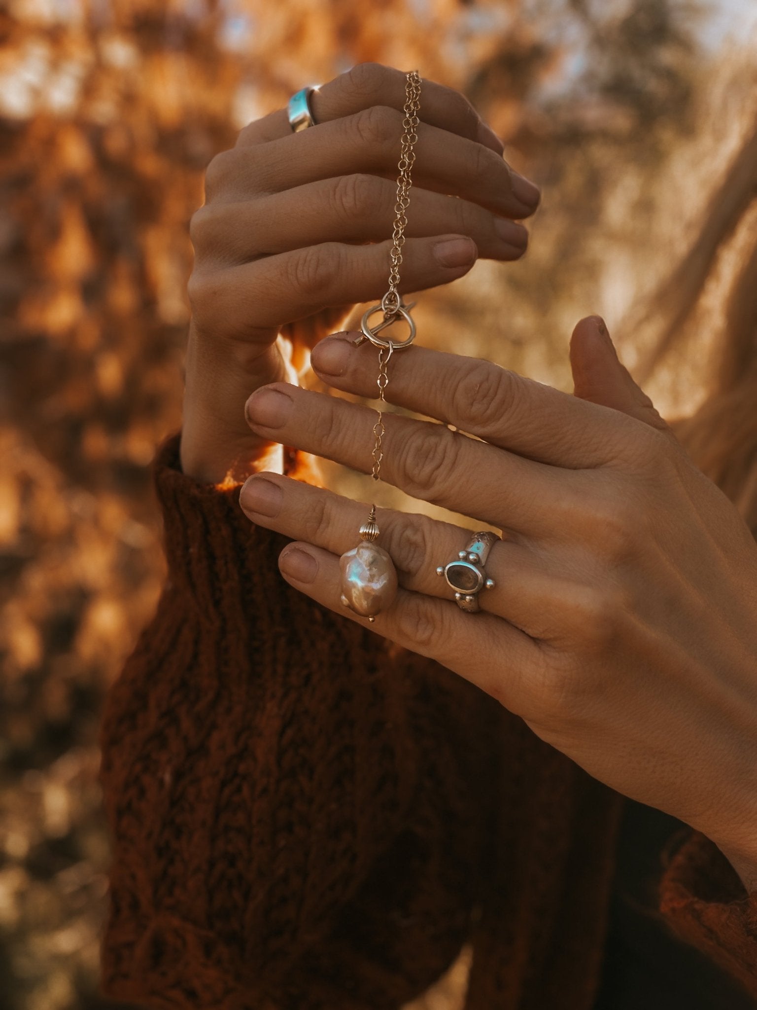 Baroque Pearl Toggle Necklace in 14k Gold - Fill - Golden Road Crafted