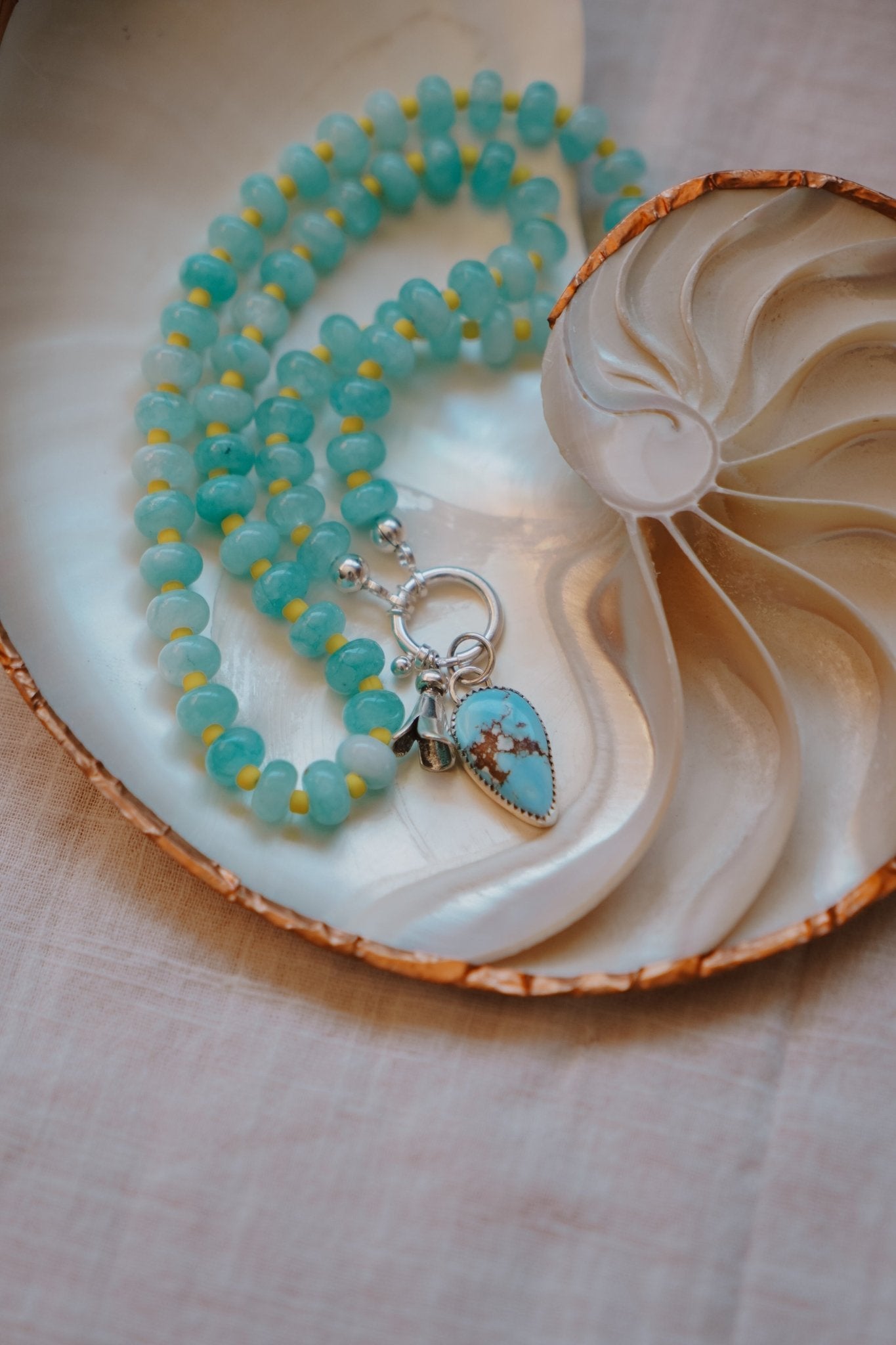 Blossom Babe Necklace in Golden Hills + Aventurine Beads - Golden Road Crafted