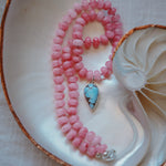Blossom Babe Necklace in Golden Hills + Rose Quartz Beads - Golden Road Crafted