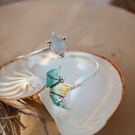 Boho Arm Band in Hubei Turquoise + Rainbow Moonstone - Golden Road Crafted