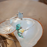 Boho Arm Band in Hubei Turquoise + Rainbow Moonstone - Golden Road Crafted