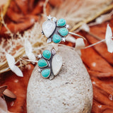 Boho Arm Band in Kingman Turquoise & Rainbow Moonstone - Golden Road Crafted