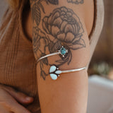 Boho Arm Band in Kingman Turquoise + Sterling Opal - Golden Road Crafted