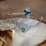 Boho Arm Band in Kingman Turquoise + Sterling Opal - Golden Road Crafted