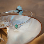 Boho Arm Band in Kingman Turquoise + Sterling Opal - Golden Road Crafted
