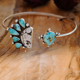 Boho Arm Band in Kingman Turquoise & White Buffalo - Golden Road Crafted