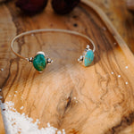 Boho Arm Band in Royston & Kingman Turquoise - Golden Road Crafted