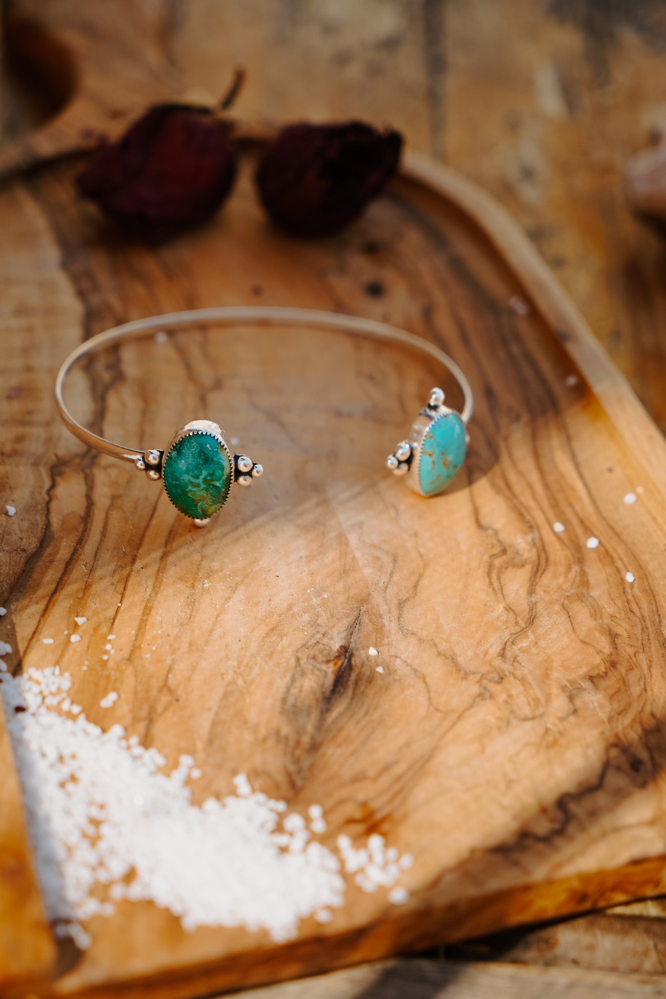 Boho Arm Band in Royston & Kingman Turquoise - Golden Road Crafted