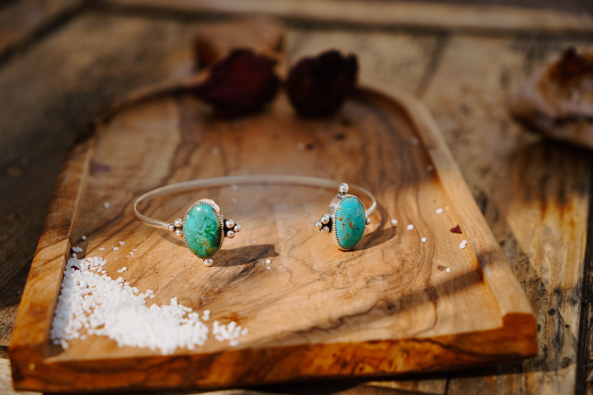 Boho Arm Band in Royston & Kingman Turquoise - Golden Road Crafted