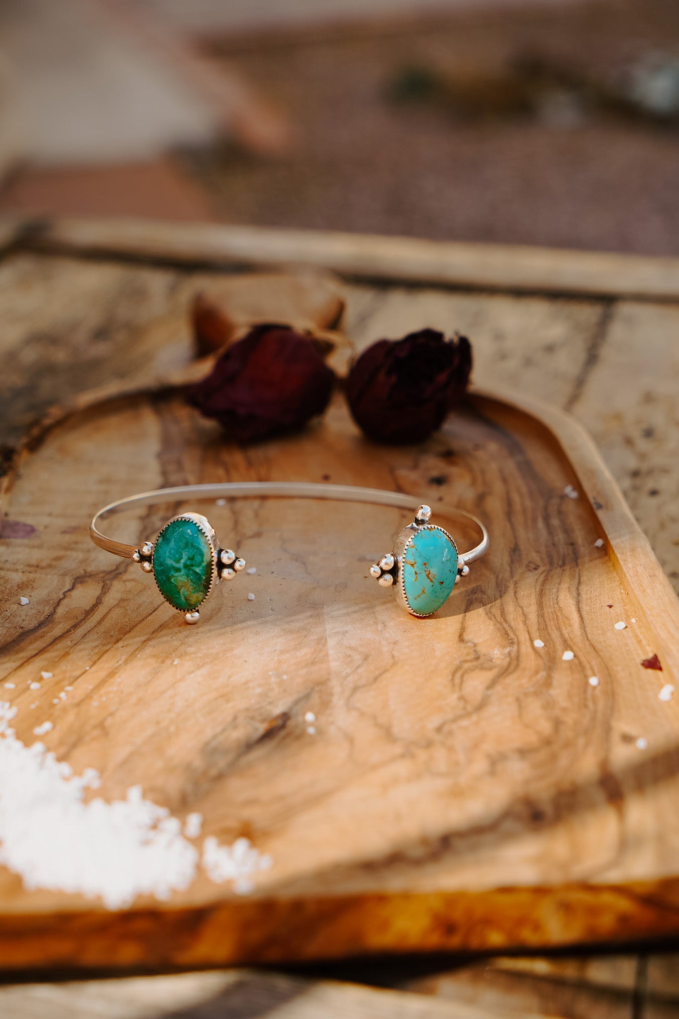 Boho Arm Band in Royston & Kingman Turquoise - Golden Road Crafted