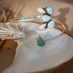 Boho Arm Band in Sterling Opal + Turquoise - Golden Road Crafted