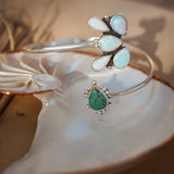 Boho Arm Band in Sterling Opal + Turquoise - Golden Road Crafted