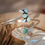 Boho Arm Band in Sterling Opal + Turquoise - Golden Road Crafted