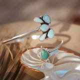 Boho Arm Band in Sterling Opal + Turquoise - Golden Road Crafted