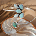 Boho Arm Band in Sterling Opal + Turquoise - Golden Road Crafted