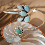Boho Arm Band in Sterling Opal + Turquoise - Golden Road Crafted