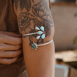 Boho Arm Band in Sterling Opal + Turquoise - Golden Road Crafted