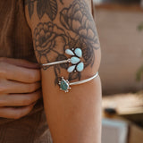 Boho Arm Band in Sterling Opal + Turquoise - Golden Road Crafted