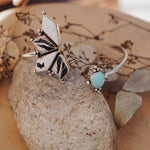 Boho Arm Band in White Buffalo & Campitos Turquoise - Golden Road Crafted