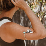 Boho Arm Band in White Buffalo & Campitos Turquoise - Golden Road Crafted