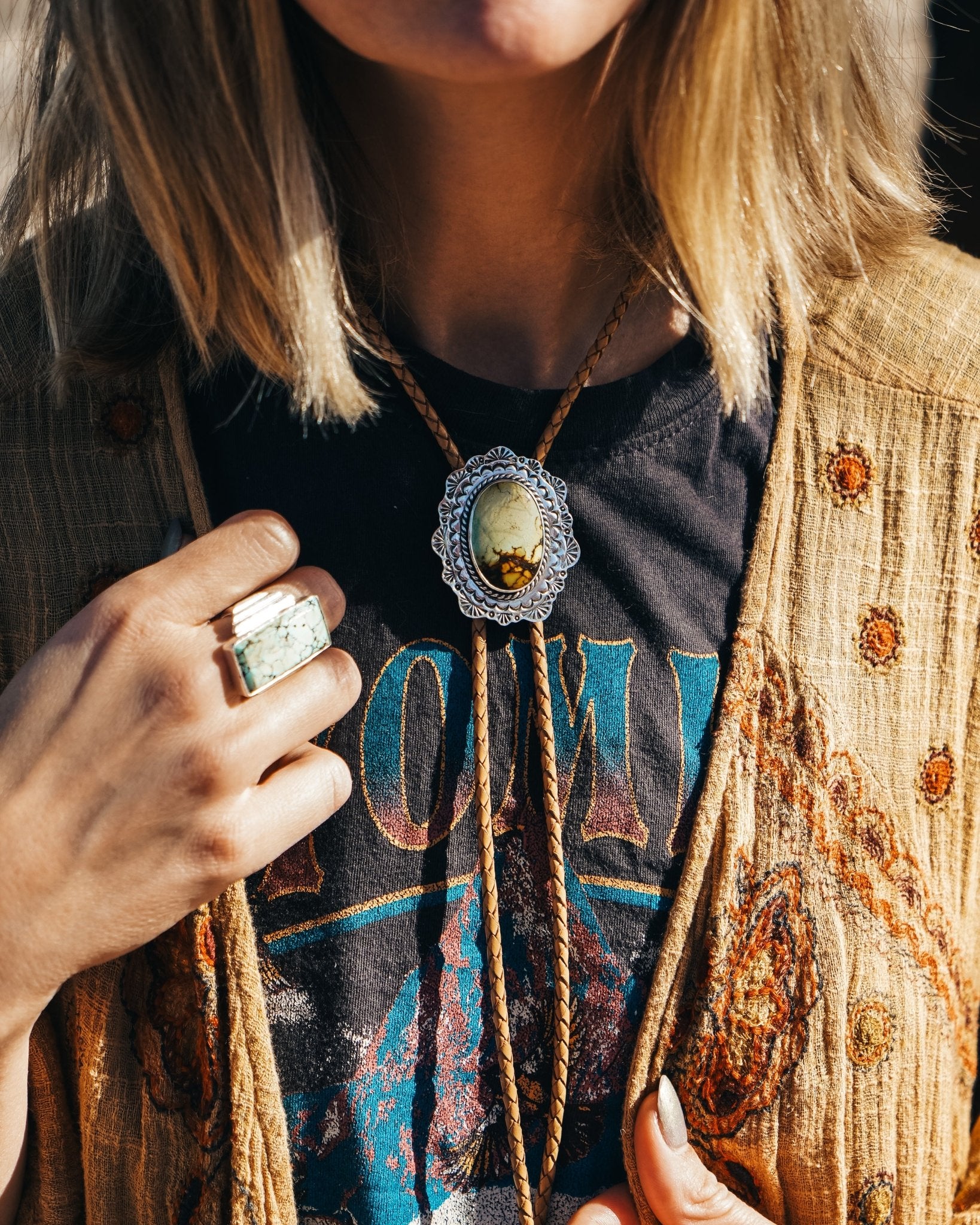 Bolo in Hubei Turquoise - Golden Road Crafted