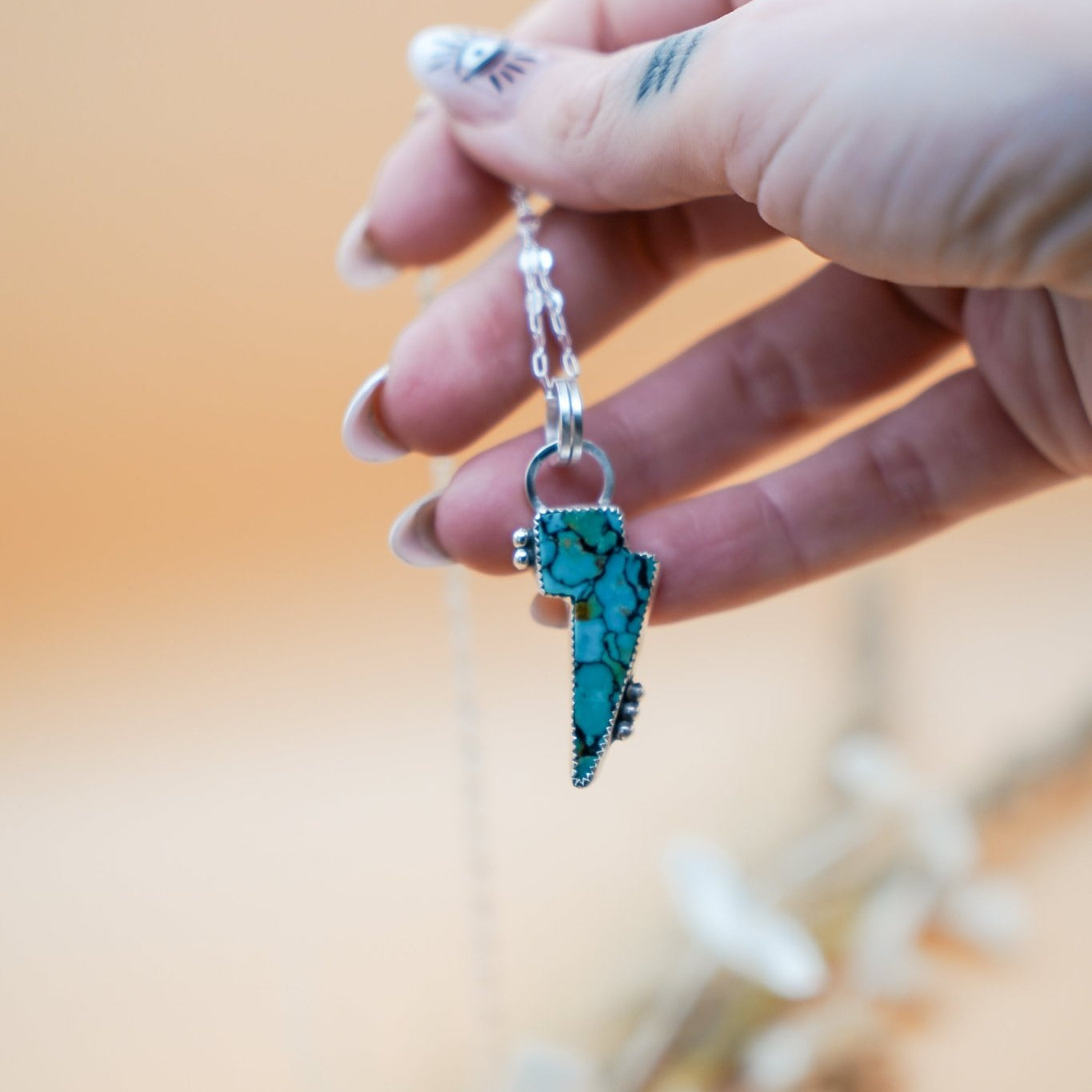 Bolt Pendant in Kingman Turquoise - Golden Road Crafted
