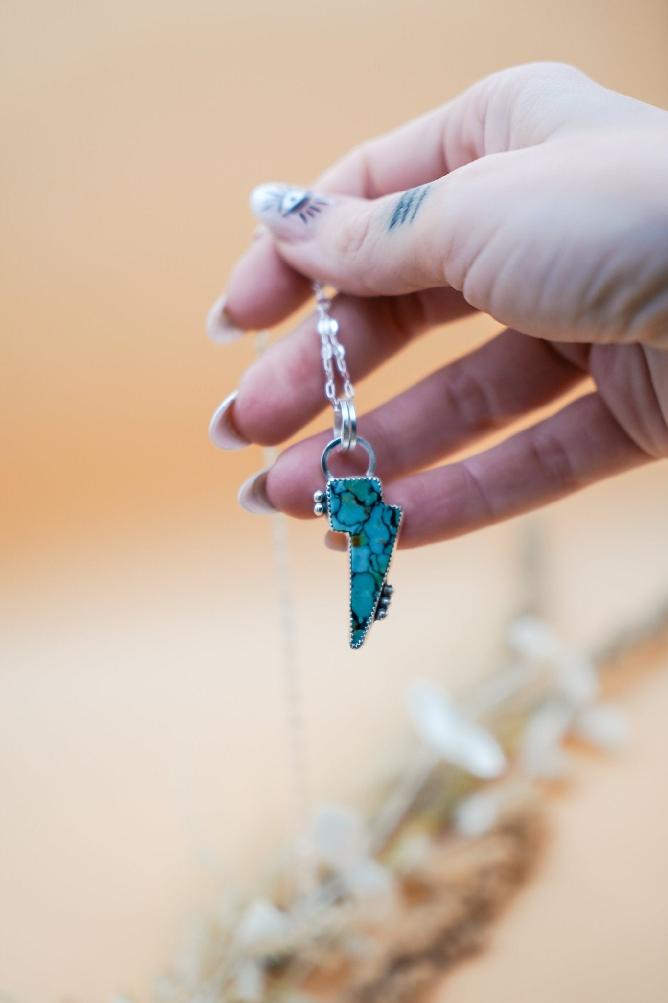 Bolt Pendant in Kingman Turquoise - Golden Road Crafted