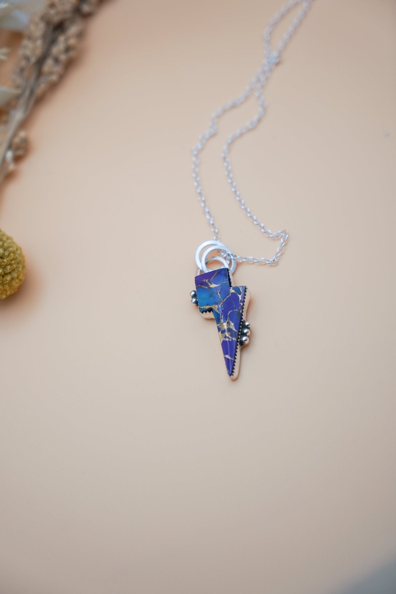 Bolt Pendant in Kingman Turquoise - Golden Road Crafted