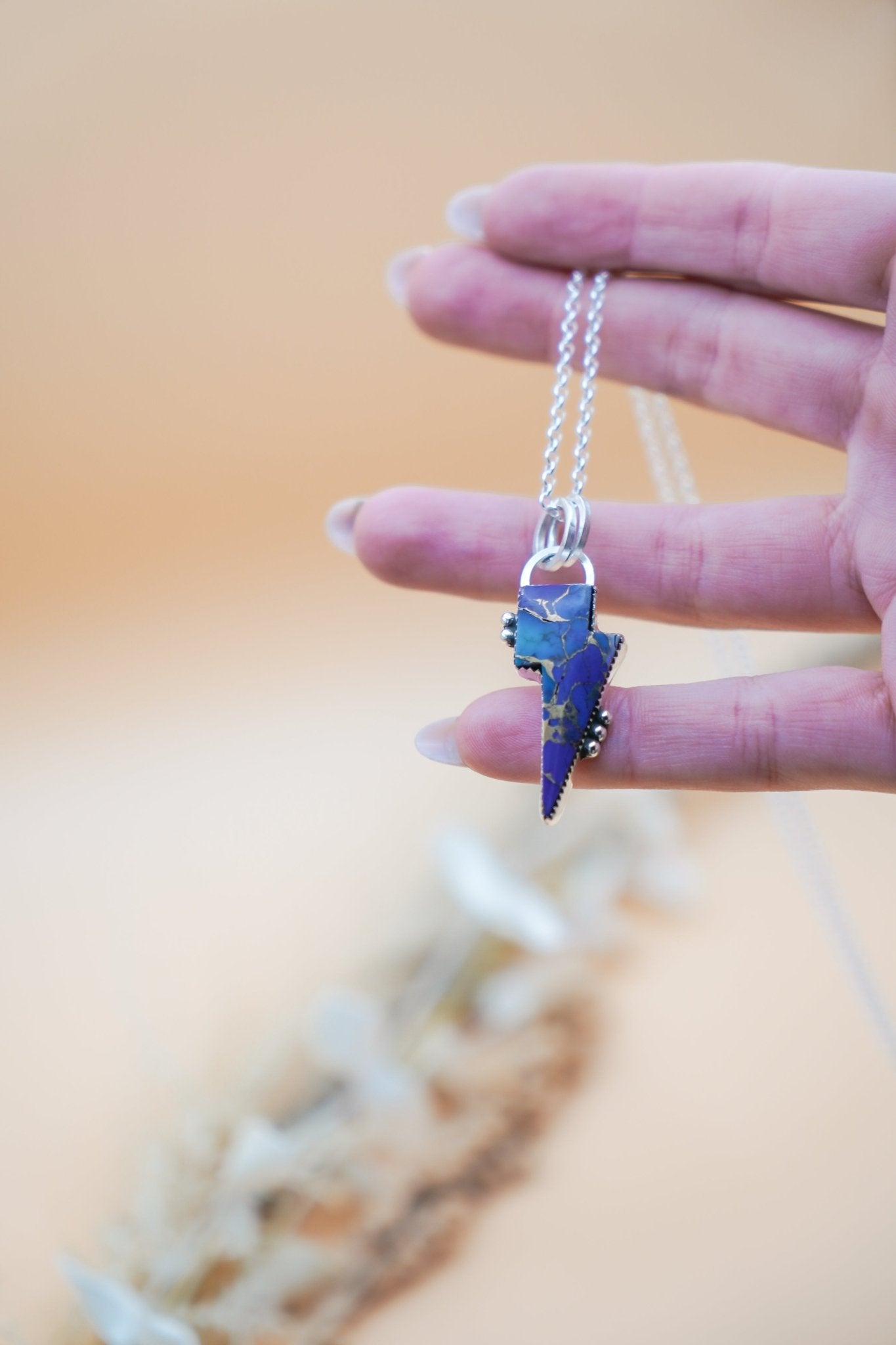Bolt Pendant in Kingman Turquoise - Golden Road Crafted