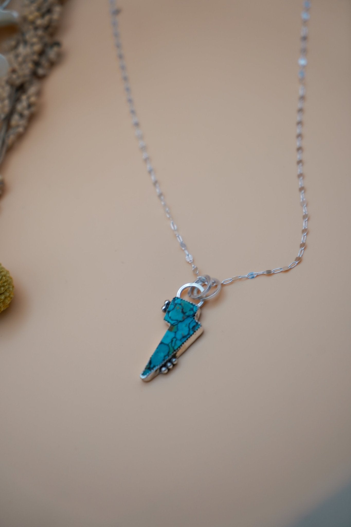 Bolt Pendant in Kingman Turquoise - Golden Road Crafted