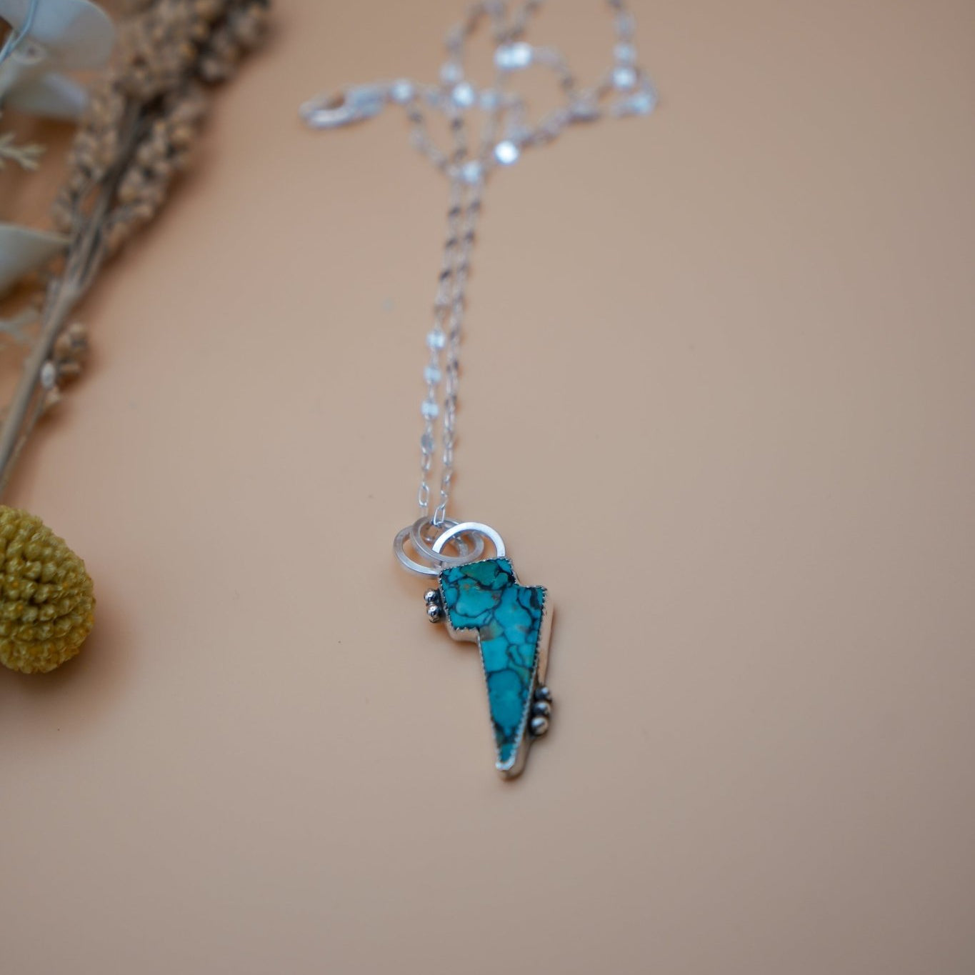 Bolt Pendant in Kingman Turquoise - Golden Road Crafted
