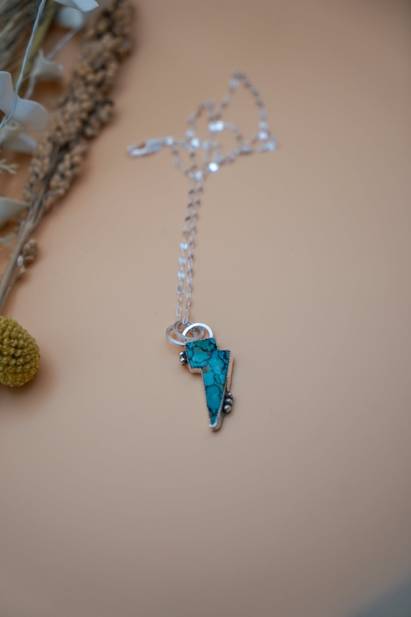 Bolt Pendant in Kingman Turquoise - Golden Road Crafted