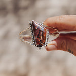 Boulder Opal Cuff with Rainbow Moonstone - Golden Road Crafted