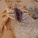 Boulder Opal Cuff with Rainbow Moonstone - Golden Road Crafted