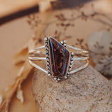 Boulder Opal Cuff with Rainbow Moonstone - Golden Road Crafted