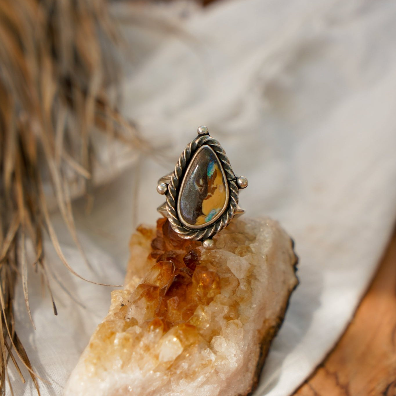 Boulder Opal Ring (Size 8.25) - Golden Road Crafted