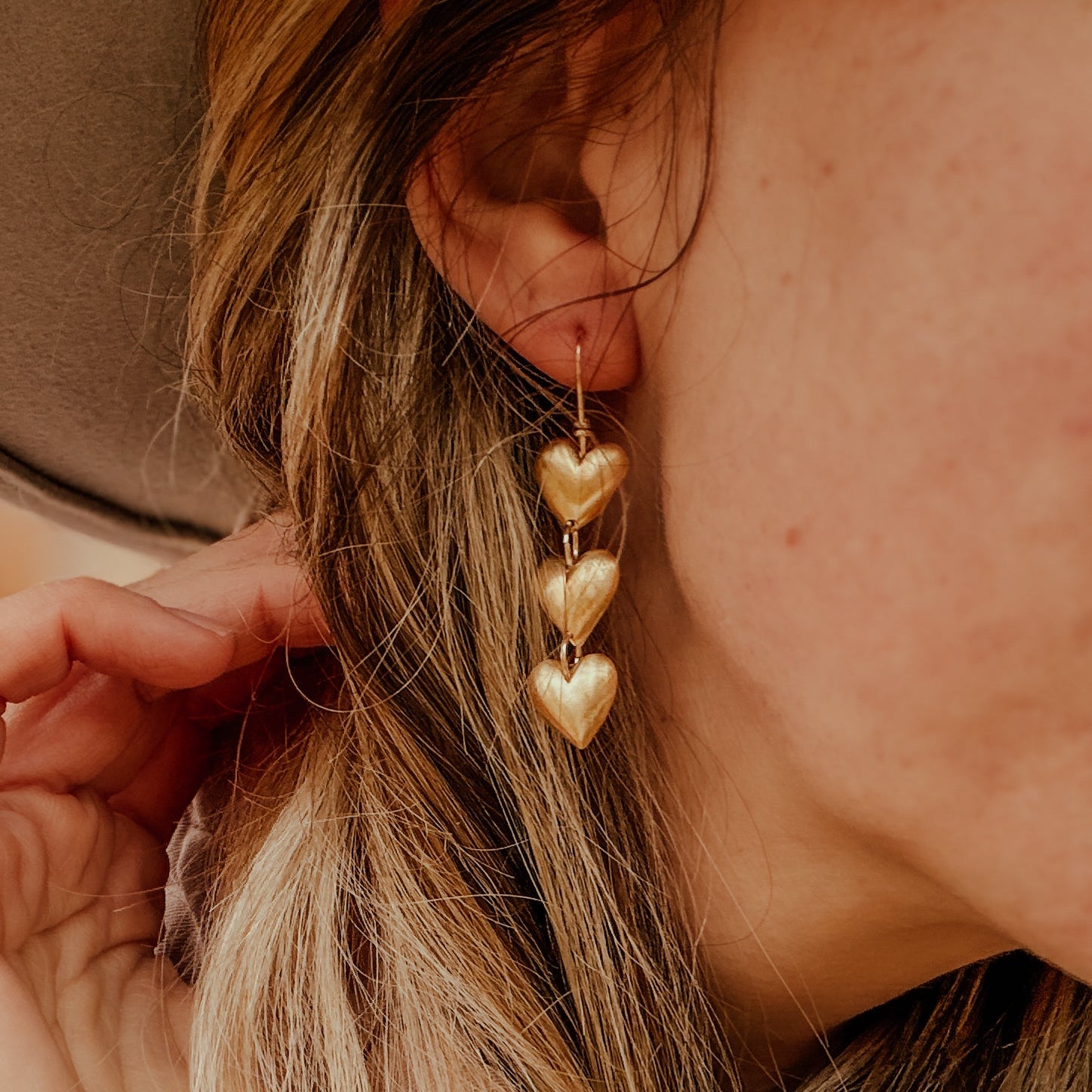Brass Heart Drip Earrings - Golden Road Crafted