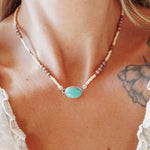 Bubble Gum Choker in Campitos Turquoise - Golden Road Crafted