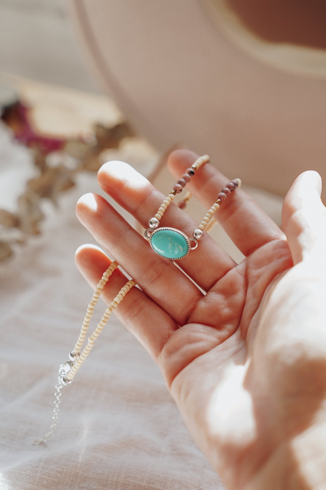 Bubble Gum Choker in Campitos Turquoise - Golden Road Crafted